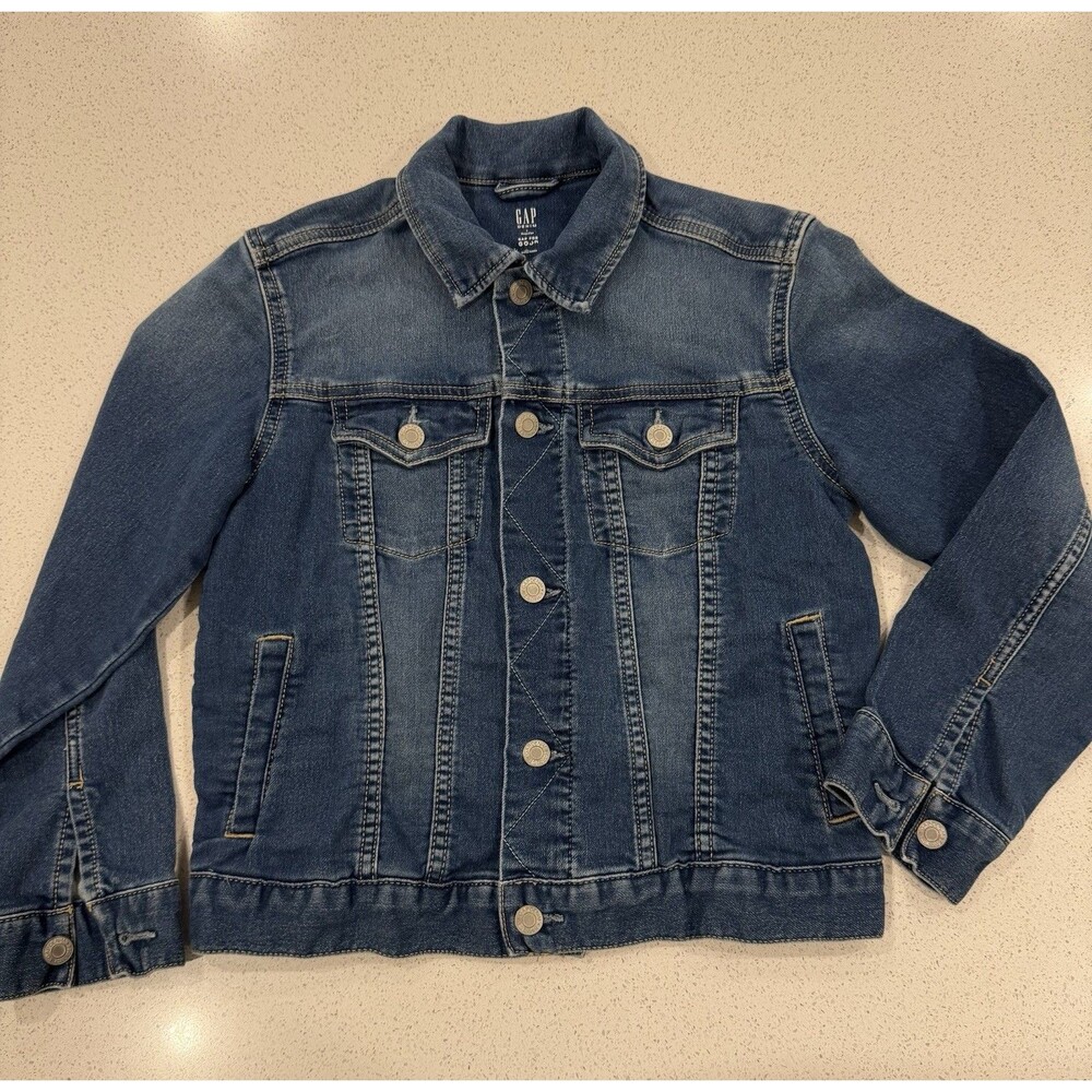 GAP Kids Icon Denim Jacket Size Large 10-11 Medium Wash Button Up w/ Pockets